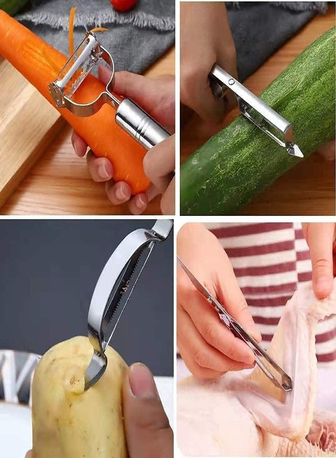 BEYOND BASIC 2 in 1 Stainless Steel Julienne Vegetable Peeler Multi-Functional Fruit & Veggie Shredder Slicer and Grater for Potatoes, Carrots, Cucumbers (3 Pcs) - Image 5